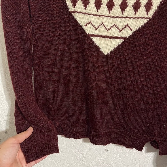 Pink Rose Women’s Crochet Style Maroon Sweatshirt - Picture 4 of 5